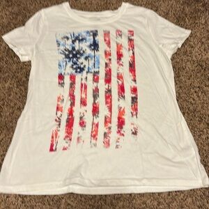 American flag with palm trees in print tshirt size small